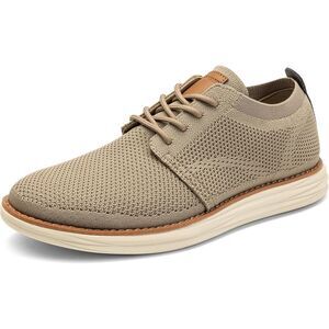 Men's Khaki Rubber Sole Oxfords Lace up Lightweight Flex Breeze Mesh Sneakers